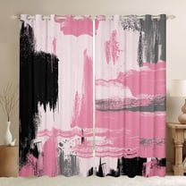 Castle Fairy Abstract Oil Painting Black Out Curtains for Female Men,Vintage Aesthetic Curtains Pack of 2 (42x63 Each),Black Pink Bedroom Curtains,Breathable Home Decor