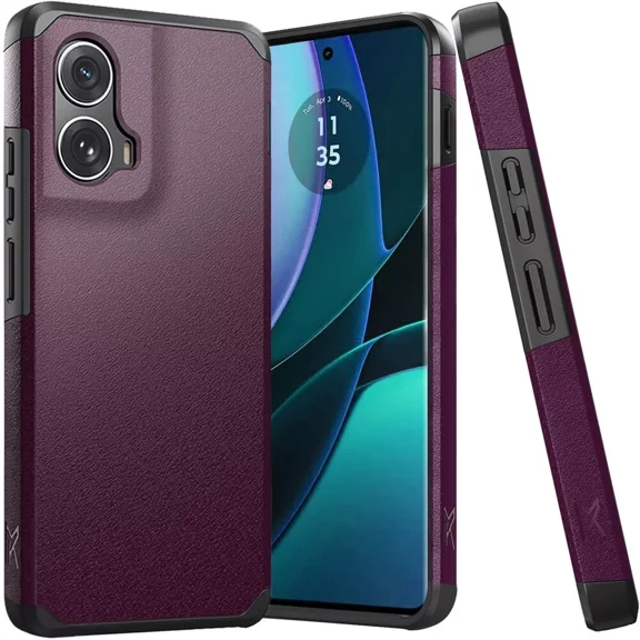 For Motorola Edge 2024 XT2405V Slim Shockproof Hybrid Cover Cellphone Case Tempered Glass - mk Purple