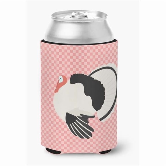 Carolines Treasures BB7988CC Royal Palm Turkey Pink Check Can or Bottle Hugger