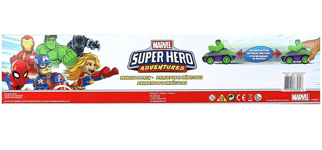 Marvel Avengers Super Hero Adventures Pull-back action véhicule-Pack de 6