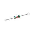 thumbnail image 1 of Body Candy Womens 14G 316L Stainless Steel Helix Cartilage Green Red Bow Industrial Barbell 1 1/2", 1 of 1