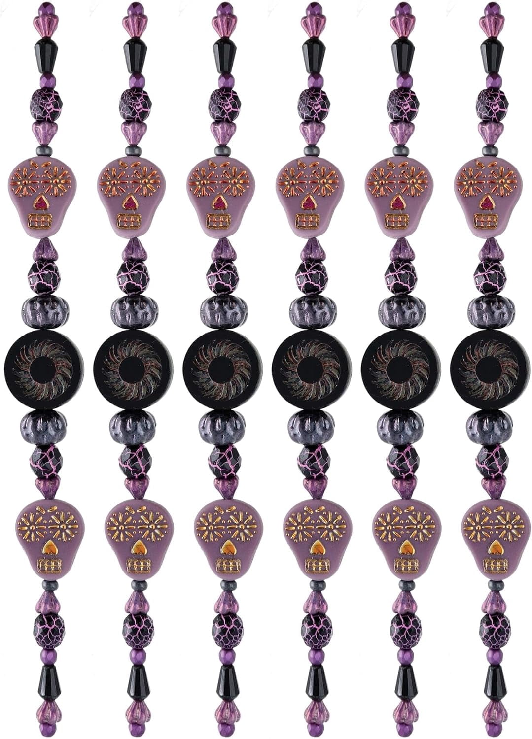 The Beadsmith Czech Glass Strands - Pressed & Table Cut Beads – 6 x 7-Inch Strands, 23 Beads Per Strand – Purple Days Mix – for Jewelry Making, Decorations & DIY Crafts