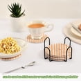 thumbnail image 6 of Haosy Set of 6 Drink Woven Coaster with Holder Heat Resistant Non-Slip Bar Coasters 4 Inches Light Orange and White Striped, 6 of 7