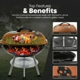 thumbnail image 4 of GasOne CG-14T – 14-inch Portable Barbecue Grill with 3-Point Locking Lid for Heat Preservation – Dual Venting System – Small Charcoal Grill for Backyard, Camping, Boat, 4 of 7