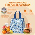 thumbnail image 5 of Pioneer Flower Floral Print Pattern Insulated Lunch Bag for Women & Adults,Large Portable Soft Cooler Lunch Bag,Thermal Food Storage Tote with Pearl Cotton,8.66L,8.75x5.75x9.5 Inch, 5 of 6