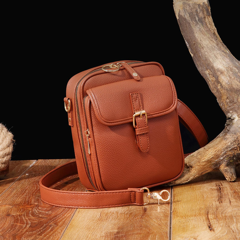 AOUNQ Small Messenger Bag Vegan Leather Crossbody Bag for Women Men, Vintage Cross Body Shoulder Purse with Card Slots