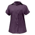 thumbnail image 5 of Clothing 2025 Womens Casual Short Sleeve Button Down Shirts Summer Plain Top Blouses with Pockets Womens Short Sleeve Button Down Shirts Official Collar Blouse Basic Simple Dress Shirt, 5 of 6