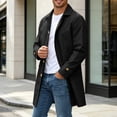 thumbnail image 4 of Maqroz Mens Single Breasted Trench Coat Mid Length Casual Business Overcoat Lapel Collar Windbreaker Fall Winter Warm Jacket with Button Cuffs, (Black,XL), 4 of 9