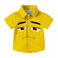 Boys' Yellow Graphic Face Button Down Shirt, Expressive Print Short ...