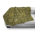 thumbnail image 3 of Floral Soft Flannel Fleece Throw Blanket, Victorian Baroque Flower Motifs with Swirl Petals and Branches Print, Cozy Plush for Indoor and Outdoor Use, 50" x 70", Green Earth Yellow, by Ambesonne, 3 of 6