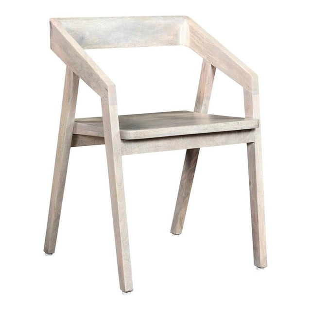 Pemberly Row Mid-Century Solid Wood Arm Chair in White Finish
