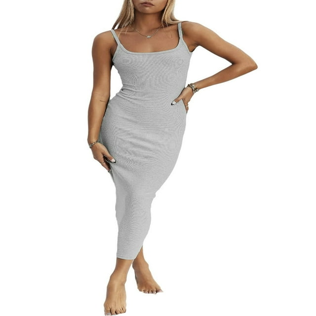 Women Cutout Backless Maxi Dress Sleeveless Split Cocktail Dresses Bodycon Spaghetti Strap Long Dresses