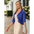 thumbnail image 4 of DARING DIVA Lace Shrug Ruffle Cardigan Open Front Half Sleeve Bolero L Royal Blue, 4 of 6