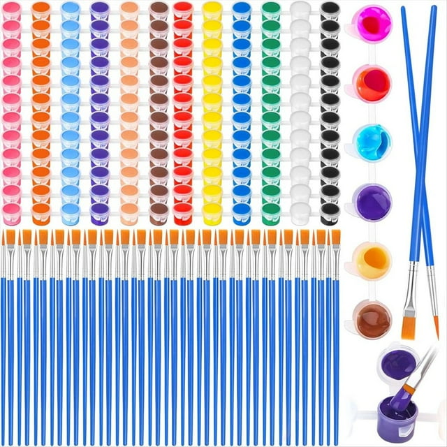 Mini Juego de Pintura Acrílica para Manualidades, 12 Colores Individuales de Pintura de Arcilla Acrílica para Manualidades para Fiesta de CumpleañosSip & Paint Night