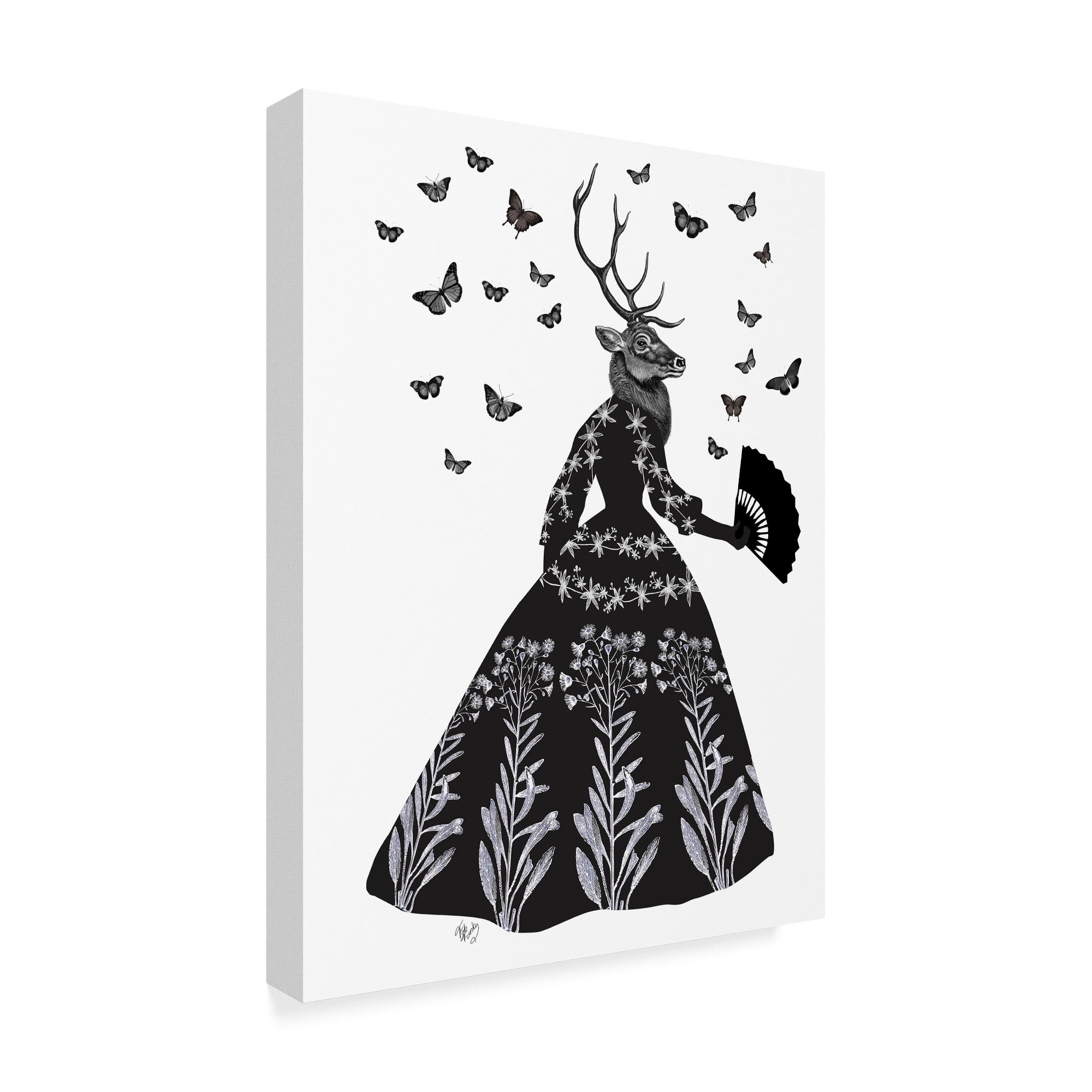 Trademark Fine Art 'Black Deer' Canvas Art by Fab Funky