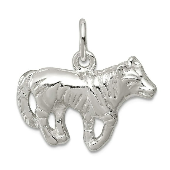 925 Sterling Silver Solid Polished Wolf Charm 18x23mm Wide Pendant Necklace for Women - 3.0 Grams