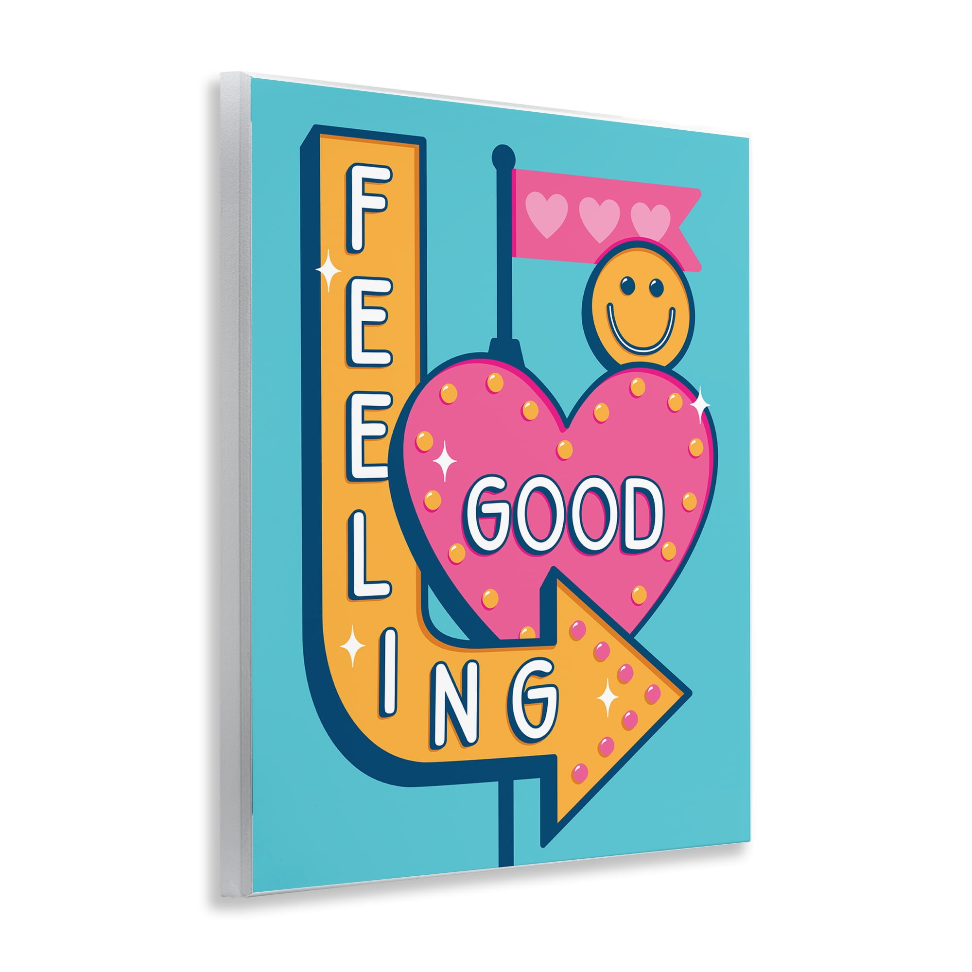Stupell Industries Feeling Good Retro Sign Text & Numbers Painting Unframed Art Print Wall Art, 11 x 14
