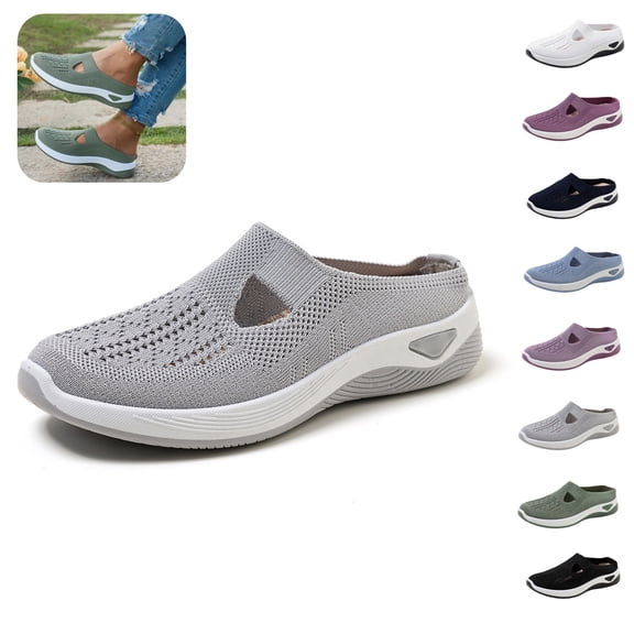Mfakffe Orthopedic Shoes for Women Mesh Breathable Non Slip Sneakers Arch Support Relaxed Walking Shoes Comfortable Slip on