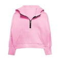 thumbnail image 5 of Kids Hoodies for Girls Kids Half Zipper Pink Hooded Long Sleeve Thumbhole Soft Sweatshirts Top Girls 9-10 Years Clothes School Clothes, 5 of 6