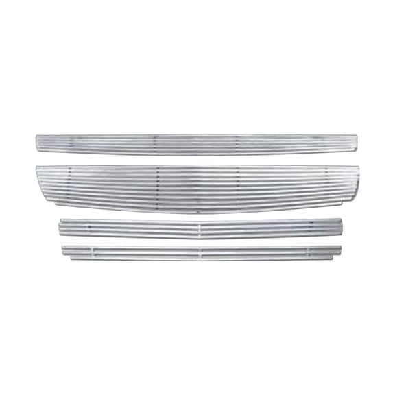 Ikon Motorsports 4PCS Front Bumper Hood Grille Grill Insert Replacement For 2008-2012 Chevrolet Malibu, Billet Style Chrome Stainless Steel