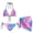 Blue Pink Tie Dye, variant on 3Pieces Women’s Halter Bikini Set Color Block Print Swimsuit and Sarong Beach Cover Up Skirt for Women Sexy Swimwear for Summer Beach