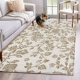 thumbnail image 2 of Farmhouse Khaki 3'x5' Washable Rug, Vintage Flower Leaf Botanical Plant Non-Slip Area Rugs for Entryway Kitchen Classroom, Dorm Throw Carpet, Low Pile Soft Indoor Floor Mat, 2 of 9