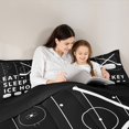 thumbnail image 4 of Feelyou Ice Hockey Theme Bedding Comforter Set 7-Piece Boys, Teens Sport Full Bedding Set, Black and White Fitted Sheet Flat Sheet, Child Room Decor, 4 of 8