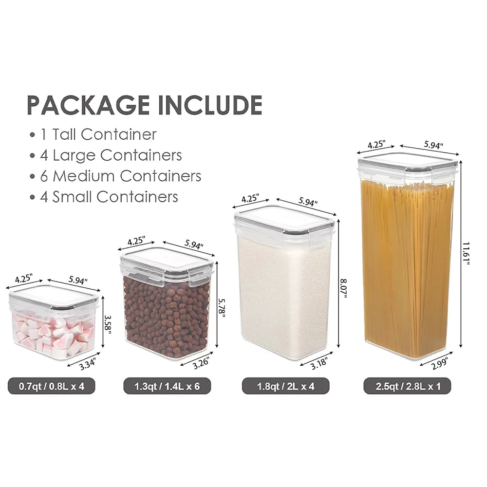 Airtight Food Storage Containers Set with Lids, 15 Pieces Kitchen Pantry Organization and BPA Free Plastic Canisters Include 24 Labels By WEPSEN - 3