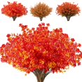 thumbnail image 3 of 7 Forks Artificial Fall Flowers No Fade Faux Autumn Plants, Fake Indoor Outdoor Greenery for Thanksgiving Christmas Wedding Party Home Garden Fireplace Décor (Brown), 3 of 7