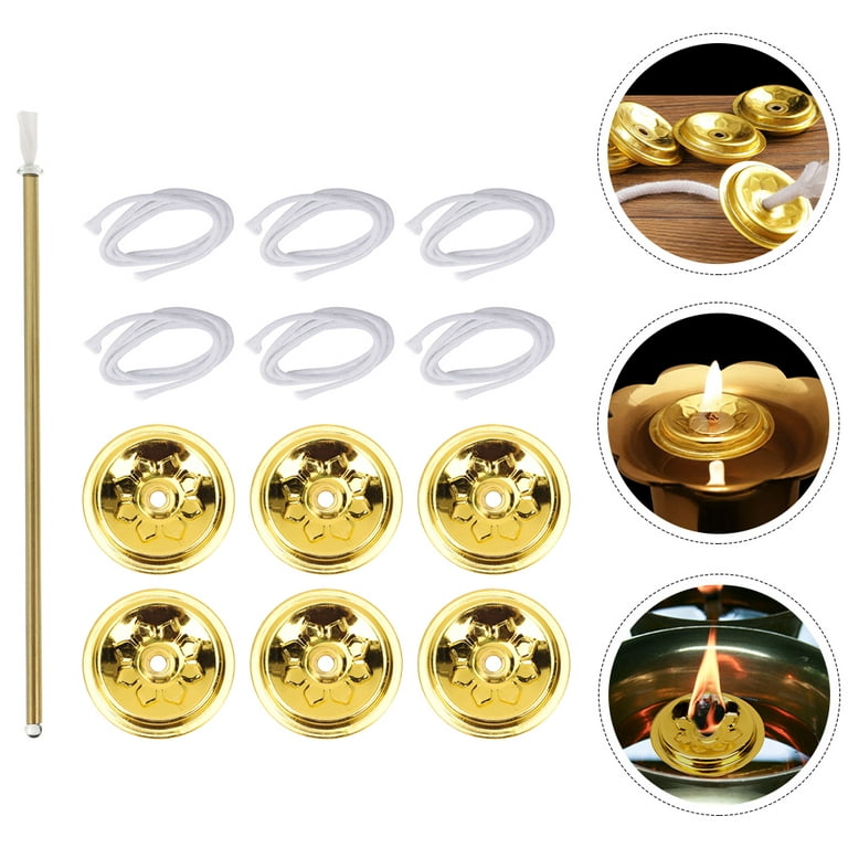 1 Set Of Floating Wick Holder And Oil Lamp Wick Set Replacement Wick Holder  Fire Rod Set