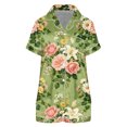 thumbnail image 4 of Short Sleeve Button Front Womens Pajama Set Satin Shorts Top Elastic Bottom Lightweight Multicolor Print Casual Outfit, 4 of 4