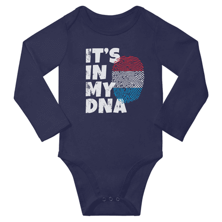 

It s In My Luxembourgish DNA Baby Long Sleeve Bodysuit Romper (Navy 24 Months)