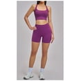 thumbnail image 5 of Top-kevin Women 2 Piece Workout Sets High Waisted Tummy Control Biker Shorts Halter Padded Tank Tops, 5 of 7