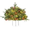 thumbnail image 1 of Urne de Noël Extérieure Lumineuse, Arbres Artificiels Prééclairés avec Lumières DEL, Baies Rouges, Pommes de Pin, Décor des Fêtes à Piles pour Jardinières, Allée, Cour, Entrée, 1 of 9
