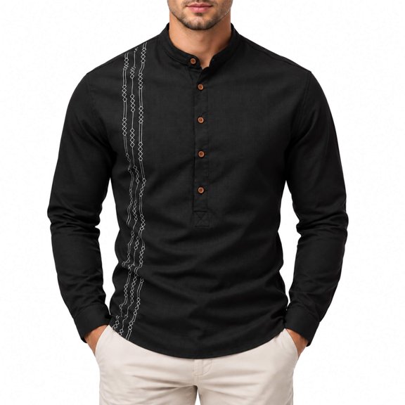AZoiNM Men's 3/4 Sleeve Henley Shirt Smart Casual Slim Fit Button Collar Moisture-Wicking Urban Fashion Top for Spring and Fall