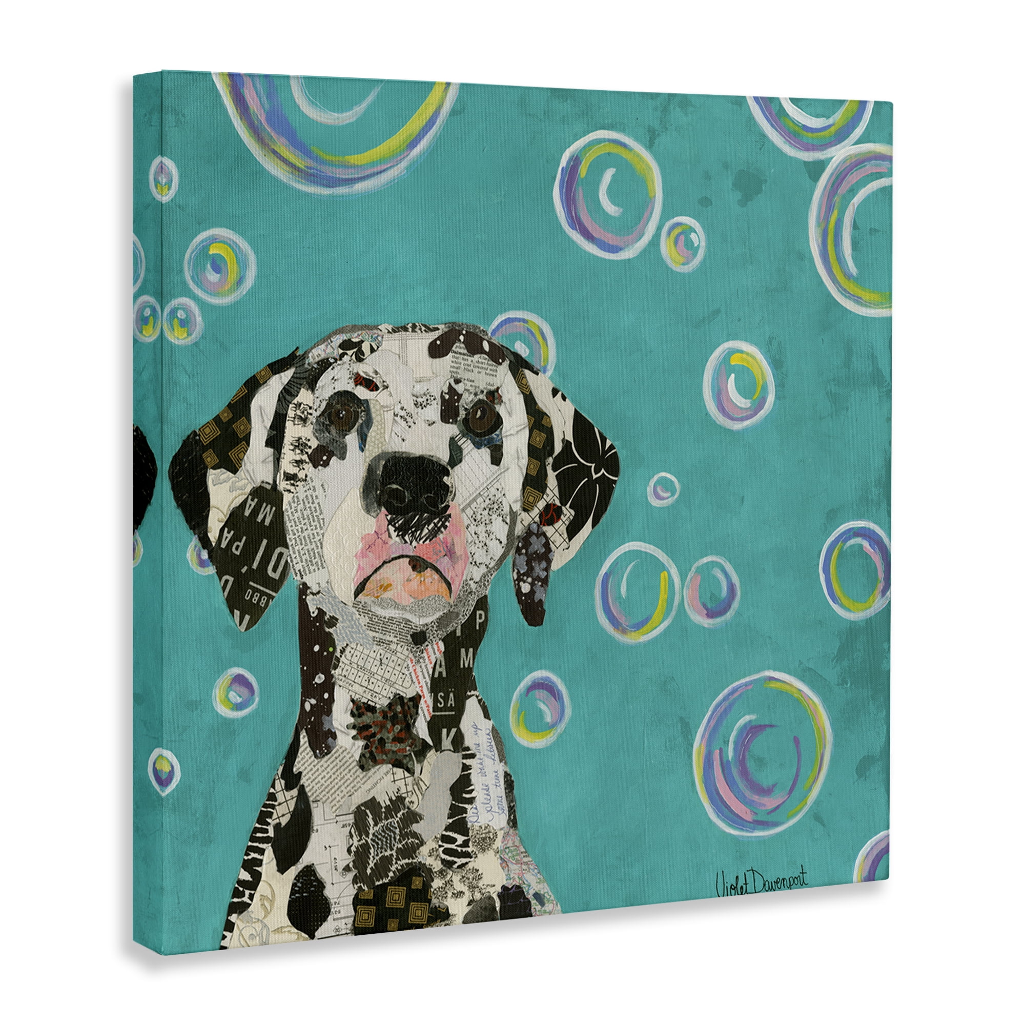 Stupell Industries Love Of Bubbles Collage Animals Painting Wrapped Canvas Art Print Wall Art, 17 x 17