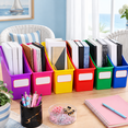 12 Pack Rainbow Bright Plastic File Organizer Bins with Labels for ...