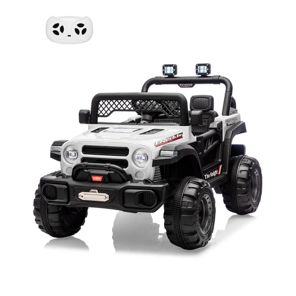12V Kids Ride On Truck Car with Remote Control, 4 Wheels Electric Off-Road Vehicle, LED Lights, Music, Pink, for Toddlers 3-8 Years Old