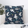 thumbnail image 4 of Fuzoiu Friendly Sharks Print Square Pillow Cover,Hidden Zipper Design,Luxury Square Pillow Case, Throw Pillow,Couch Cushion-24"x24", 4 of 7