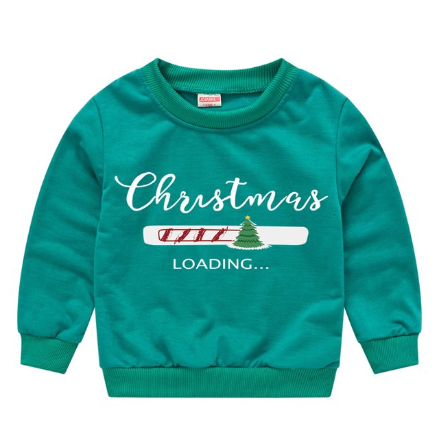 Tenues 2 Pcs Grande Taille Hiver Bébés Garçons Filles Noël Imprimé Dessin Animé Col Rond Chandail Chandail en Molleton Mode Filles en Liquidation