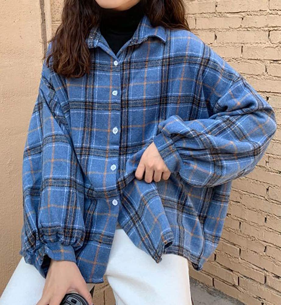 Women's Flannel Plaid Shirts Oversized 