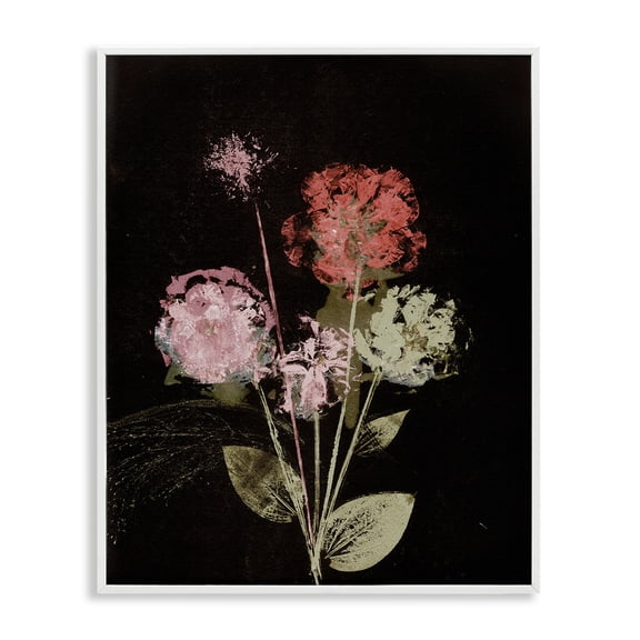 Stupell Industries Eclectic Rustic Roses on Black White Framed Giclee Art, 16 x 20, by Pernille Folcarelli