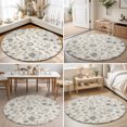 thumbnail image 5 of Vintage Floral Round Area Rugs 3 ft, Country Rustic Gold Blue Botanical Flowers Leaf Bird Washable Small Area Rug with Non-Slip Sturdy Edge Binding Round Front Door Mat Floor Carpet for Entryway, 5 of 9