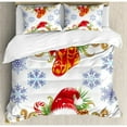 thumbnail image 3 of Christmas Twin Size Duvet Cover Set, Classical Traditional Design with Stocking and Santa Claus Hat Mistletoe Snowflakes, Decorative 2 Piece Bedding Set with 1 Pillow Sham, Multi, by Ambesonne, 3 of 3