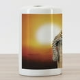 thumbnail image 3 of Safari Ceramic Toothbrush Holder, Leopard Sitting on Dry Tree at Sunset Danger in the Air Big Cat with Spotted Form, Versatile Countertop for Bathroom, 4.5" X 2.7", Orange Brown, by Ambesonne, 3 of 4