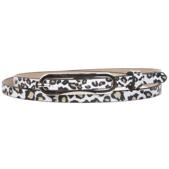 3/8 Inch Leopard Faux Animal Fur Skinny Fashion Belt