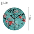 thumbnail image 2 of 14 Inch Wall Clock Battery Operated Silent Clock Decorative for Office, Kitchen, Outdoor, Living Room，Spring Blossom Flowers Background Graceful, 2 of 4