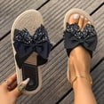 thumbnail image 2 of Xfvqtps Womens Espadrilles Slide Sandals Flat Floral Bow Slip on Slippers Woven Rope Comfortable Indoor Outdoor Casual Shoes, 2 of 7