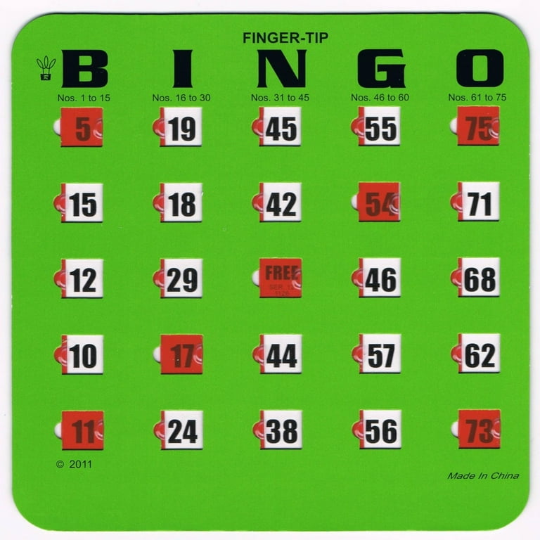 Regal Games 25 Green Fingertip Shutter Slide Bingo Cards - Walmart.com