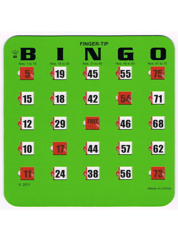 Regal Games 25 Green Fingertip Shutter Slide Bingo Cards